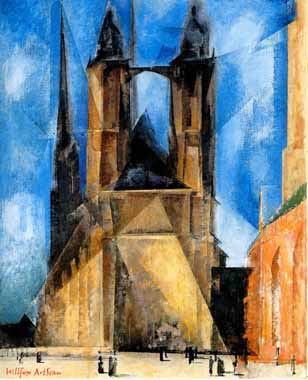 Painting Code#7587-Lyonel Feininger - Market Church in Halle