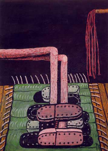 Painting Code#7679-Philip Guston: Green Rug
