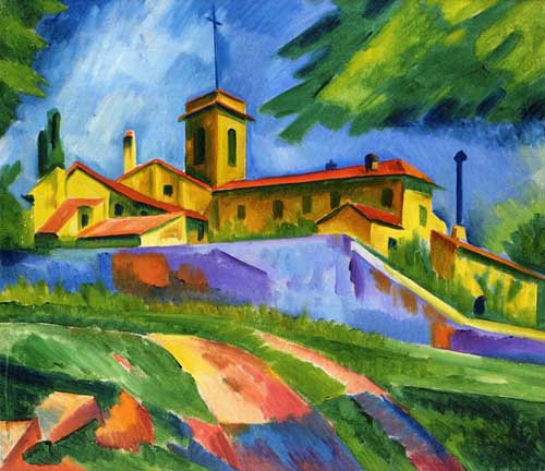 Painting Code#7777-Hermann Max Pechstein - Italian Church - Convent of San Gimignano